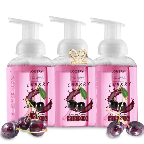 LOVERY Foaming Hand Soap-Packof 3-Moisturizing Hand Soap with AloeVera & Essential Oils-Alcohol-Free Hand Wash in Honey Almond, PomegranatePeach, Lavender Jasmine Scent-Free Swarovski Bracelet