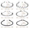 LERNOU Metal Men Headbands Women Hair Bands, Unisex Black Wavy,Spring And Summer Outdoor Sports Headbands, Fashion Simple Elastic Hair Accessories (6pcs)