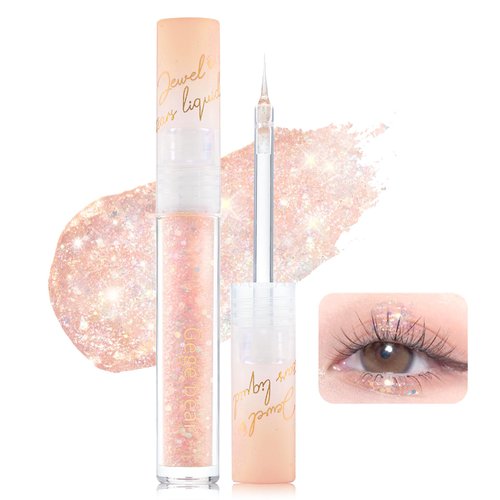 Erinde Jewel Tears Liquid Glitter Eyeshadow, Twinkle Shimmer Eye Shadow Eyeliner, Long Lasting, Quick Drying, Multi-Dimensional Sparkle Finish, Loose Glitter Glue for Crystal Korean Eye Makeup, 05#