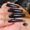AddFavor XXXL Extra Long Press on Nails Coffin Glossy Black Fake Nails Full Cover Acrylic False Nails 12 Sizes 120pcs Nail Tips for Women Fingernails Manicure Design