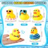 Honoson 48 Pcs Summer Beach Rubber Duckies Bulk Mini Rubber Duck Bath Toys Float Bathtub Ducky Cute Squeaky Rubber Ducky for Classroom Carnival Summer Birthday Baby Shower Party Favor