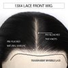 16 Inch Straight Human Hair Wigs 13×4 Straight Lace Front Wigs 220 Density Double Drawn Blunt Cut Long Bob Wig for Black Women Pre Plucked Bleached Knot Brazilian Hair HD Transparent Lace Frontal Wig