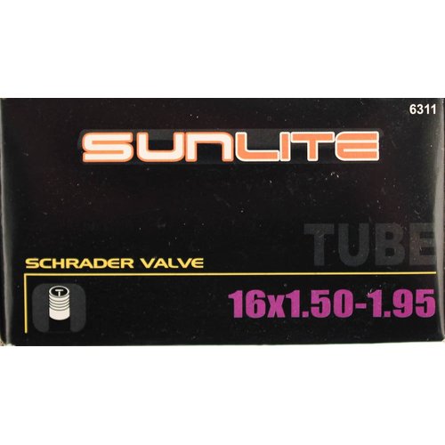Sunlite Schrader Valve Bicycle Tubes, 16 x 1.50-1.95" / 32mm Valve