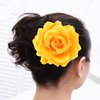 BinaryABC Artificial Rose Flower Hairpin Hair Clips,Flower Brooch for Women Party (Yellow) 1 Count (Pack of 1)