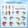 Fishing Birthday Party Decorations Include Happy Birthday Fishing Hanging Banner and Hanging Swirl Fishing Theme Party Supplies
