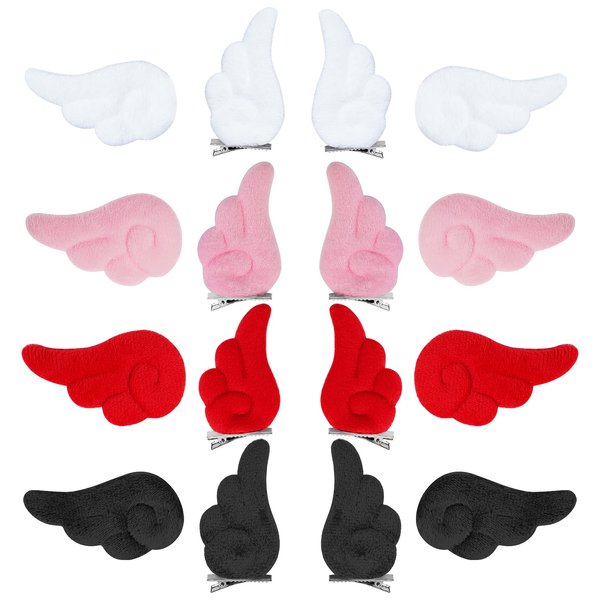 Haakong 16Pcs 4 Color Wings Hair Clips Angel Hairpin Kawaii Hair Accessories Cosplay Plush Cartoon Hair Clips