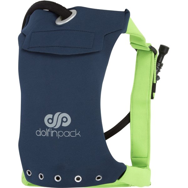 DolfinPack Lightweight, Form-fitting, Waterproof, Extreme Sports Hydration Pack, One Size, Navy/Lime Green