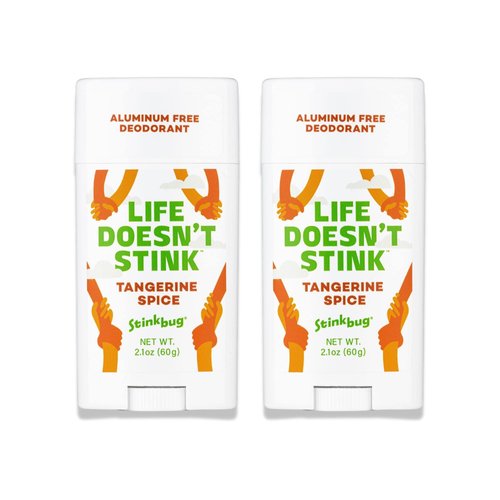 Natural Organic Deodorant Stick with Tangerine Spice, Coconut Oil and Activated Charcoal, Aluminum Free Deodorant by Stinkbug Naturals, 2.1 Ounce Pack of 2