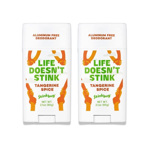 Natural Organic Deodorant Stick with Tangerine Spice, Coconut Oil and Activated Charcoal, Aluminum Free Deodorant by Stinkbug Naturals, 2.1 Ounce Pack of 2