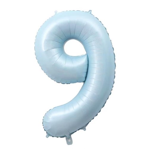 40-Inch Light Blue Number 9 Balloons With Crown, 9th Birthday Decorations for Boys Girls, Children's birthday party supplies. (Light blue 9)