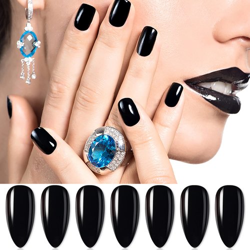 SILPECWEE 16 Sheets Black Nail Wraps Solid Color Nail Polish Strips for Women Gel Nail Strips Self Adhesive Nail Polish Stickers Fingernail Manicure Stickers Nail Art with 1pc Nail File