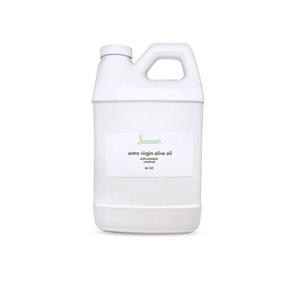 Soapeauty Extra Virgin Olive Oil | 100% Pure & Natural Unrefined Cold-Pressed Carrier Oil | Massage & Body Oil | for Skin, Face, Hair, and Soap Making | Carrier for Essential Oils | 64 fl oz