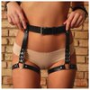 Florry Sexy Leather Waist Chain Black Punk Garter Belts Nightclub Rave Thigh Harness Jewelry Fashion Belly Leg Body Accessories for Women