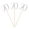 Silver Glitter 20th Birthday Centerpiece Sticks, 12-Pack Number 20 Table Topper Anniversary Party Decorations