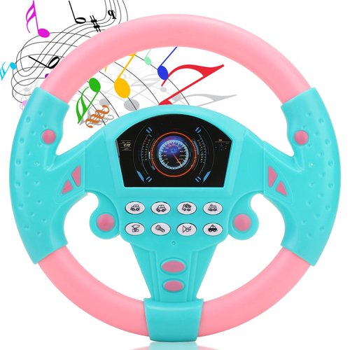 VINGVO Toy Steering Wheel, Simulated Driving Controller Electric Early Learning Educational Sounding Toy Pretend Driving Seat Toys for Children Boys and Girls, Kids Interactive Toys,