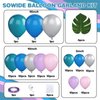 Blue Purple Balloon Arch Garland Kit, Purple Pink Blue Metallic Silver Balloons for Kids Birthday Hawaii Tropical Party Supplies Video Gaming Baby Shower Party Decorations