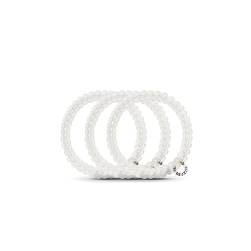 TELETIES - Spiral Hair Coils - Ponytail Holder Hair Ties for Women - Phone Cord Hair Ties - Strong Grip, No Rip, Water Resistant, No Crease Hair Tie Coils - 3 pack (Small, Crystal Clear)