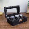 Anyasun Watch Box for Men Women, 3-Slot Watch Holder with Glass Display,Watch Storage Case with Removable Watch Pillow,Gift Box for 3 Watches