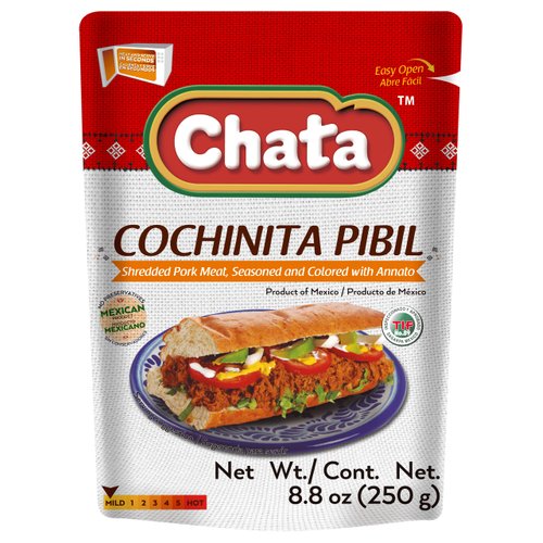 Chata Cochinita Pibil Pouch | Shredded, Annato Seasoned Pork Meat | Ready-to-Eat | No Gluten + Preservatives | Keto Friendly | 8.8 Ounce (Pack of 1)