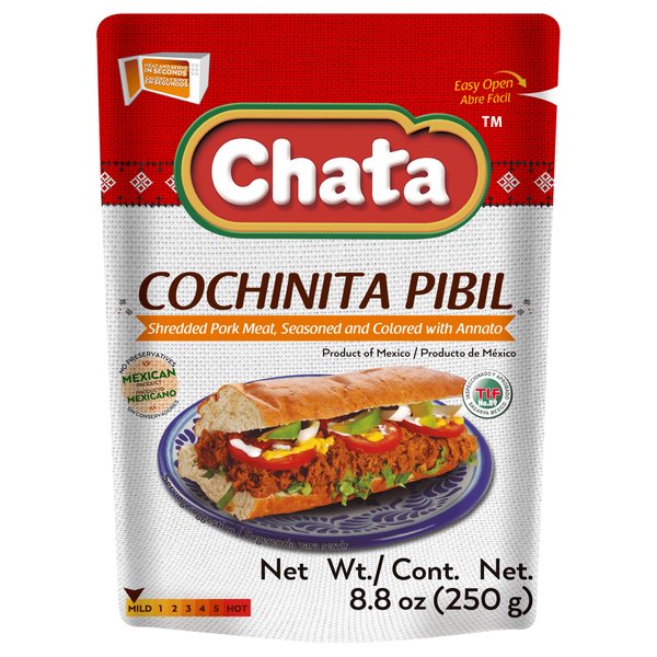 Chata Cochinita Pibil Pouch | Shredded, Annato Seasoned Pork Meat | Ready-to-Eat | No Gluten + Preservatives | Keto Friendly | 8.8 Ounce (Pack of 1)