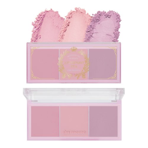 I'm Meme Palette - Afternoon Tea Blusher | Blossom Tea Blended, Cool Tone Blush for Cheek, Soft Pink, Peach, Lavender, 3 Shades Palette, Matte Powder Blush for Face&Cheeks, 0.4oz