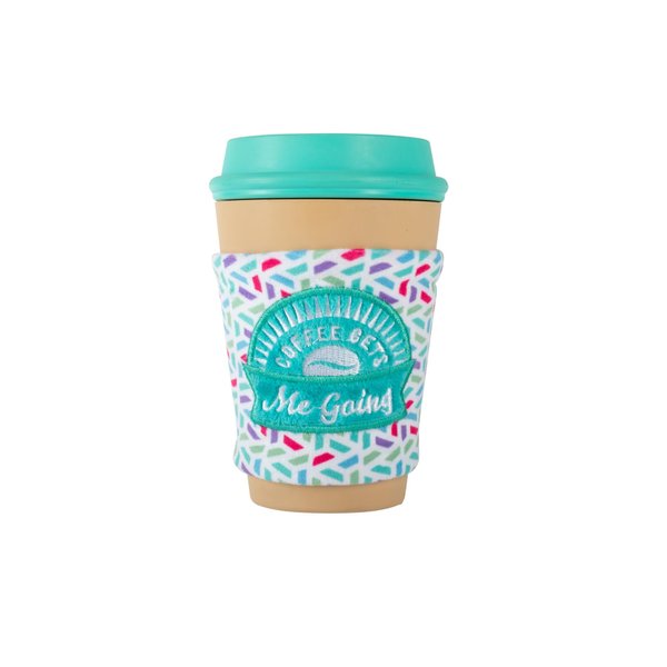 Fringe Studio "Coffee GETS ME Going Rubber Dog Toy with Plush Exterior, Pet Shop Collection (519021)