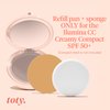 toty - Ilumina CC Creamy Compact SPF 50+ Refill - Mineral Sunscreen for Face - Cream Foundation Balm - Blurring, Matte Light Coverage - Water Resistant - All Skin Types - By Sofia Vergara, 10 g. 2N