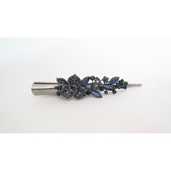 Generic Dark blue flower and dark silver alligator hair claw clip with crystals