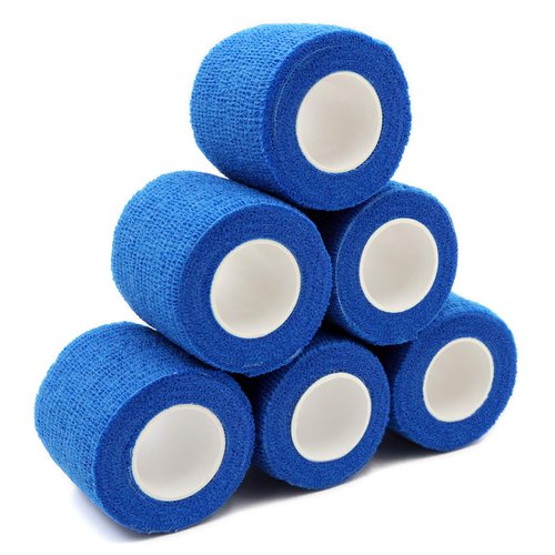 First Aid Self Adherent Cohesive Bandages, First Aid Tape Cohesive Wrap Bandage, Colorful Bandages(2 inches x 5 Yards,6 Packs,Blue)
