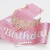 BAHABY Birthday Crown for Women It's My Birthday Sash & Rhinestone Tiara Set Princess Birthday Sash and Tiara for Women Birthday Decorations (Pink)