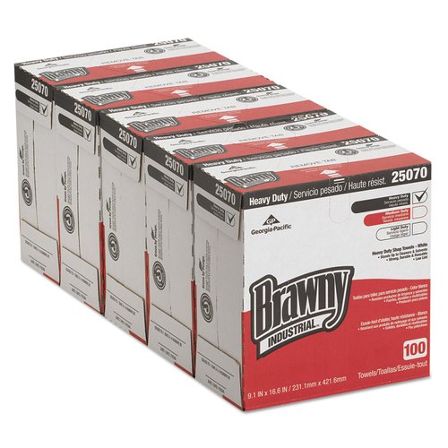 Brawny Georgia Pacific 25070 Medium Weight HEF Shop Towels, 9 1/10 x 16 1/2, 100/Box