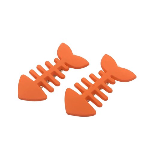 2Pcs Orange Fish Bone Hair Clips for Women Girls Candy Color Hairpins Simple Hair Accessories，Clips and Barrettes