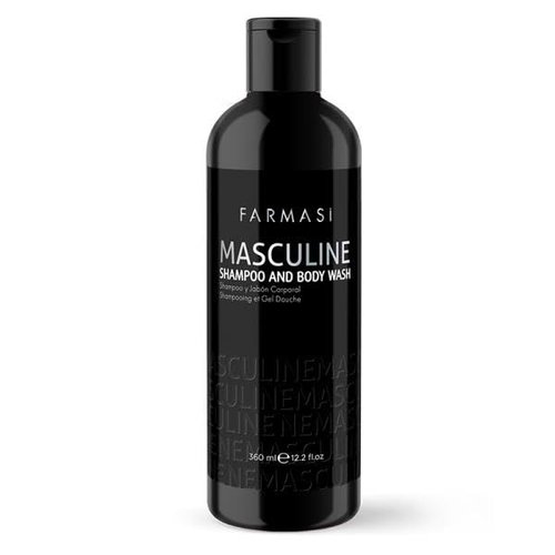 FARMASi Men's Shampoo and Shower Gel 2 in 1 Masculine, 360ml/12.17flOz - All-in-One Cleanser for Hair and Body - Refreshing Scent, Hydrating, and Suitable for Many Skin Types