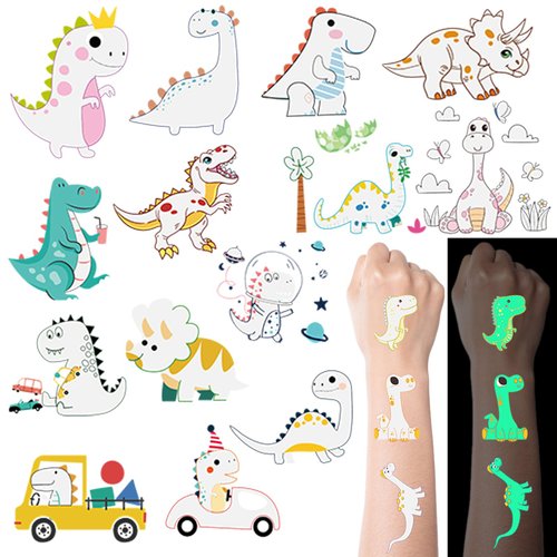Luminous Dinosaurs Temporary Tattoos for Kids, Sea Animal Tattoos Stickers Dinosaurs Birthday Party Favors Supplies, Gifts for Dinosaurs Goodie Bag Stuffers (40 Sheets 280 PCS)