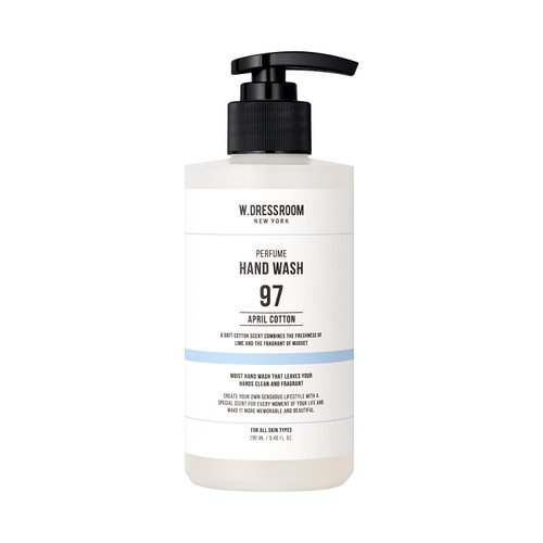 W.Dressroom No.97 April Cotton Perfumed Hand Wash – Gentle Cleansing with Refreshing Citrus Musk Scent of Lime and Vanilla, Liquid Hand Soap (9.46 fl oz)