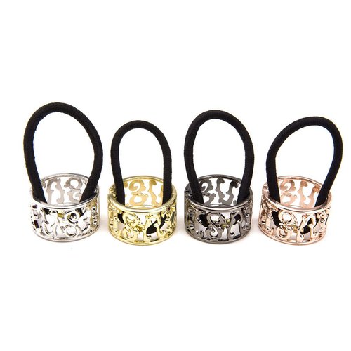 4PCS Fashion Zinc Alloy Ponytail Cuff Elastic Hair Tie Ponytail Holder Punk Gothic Hair Cuff Hair Rope Hair Clips Hair Band for Women