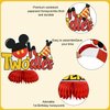 TONIFUL 2nd Birthday Black Red Yellow Mouse Themed Table Honeycomb Centerpieces, Red Mouse Table Topper Decor, Letter TWO for Second Birthday Party Supplies Party Decorations (8 Pcs)
