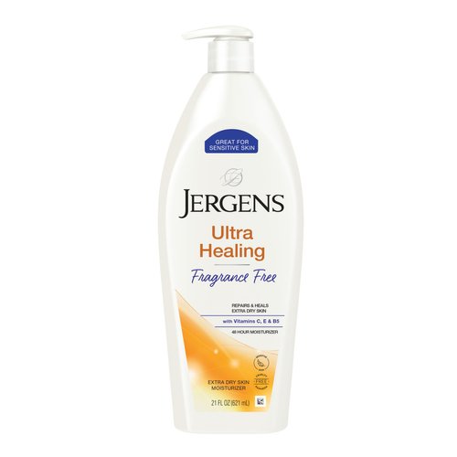 Jergens Ultra Healing Moisturizer for Dry Skin, Hand and Body Lotion for Men and Women, Fragrance Free, with Vitamins C, E and B5, 21 Oz