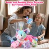 Harrycle 5 Pieces Caticorn Plush Toy Set 16 Inch Mommy Cat Unicorn Stuffed Animal with 4 Cute Plush Baby Kittens for Boys Girls Rainbow Caticorn Plush Set for Birthday Gifts Party Favors