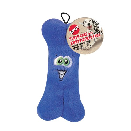 Ethical Plush Bones with Embroidered Face Dog Toy, 7-Inch