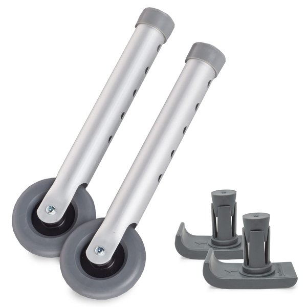 Deluxe KIT: Universal 3" Walker Wheels with Free Flexfit Universal Ski Glides