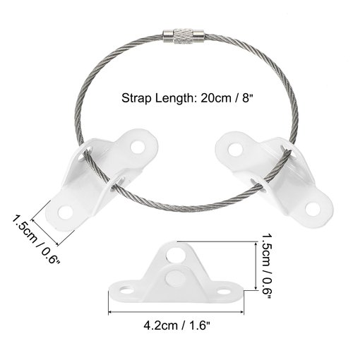 MECCANIXITY 8" Furniture Anchors, 10 Sets Anti Tip Furniture Anchors Stainless Steel Furniture Securing Wall Anchors for Earthquake Straps Home Safety, White