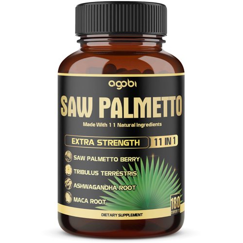 11in1 Saw Palmetto Capsules - Equivalent 5300mg with Ashwagandha, Turmeric, Tribulus, Maca, Green Tea, Ginger, Holy Basil & More - Healthy Prostate & Hair Support - 180 Count 6-Month Supply