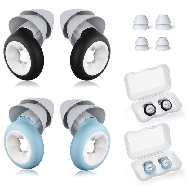 Dahuyoo Ear Plugs for Noise Reduction, Reusable Silicone Earplugs,33dB Noise Cancelling,2 Pair Waterproof Earplugs,Hearing Protection,Noise Cancelling Earplugs for Sleeping,Snoring,Work,Concert,Study