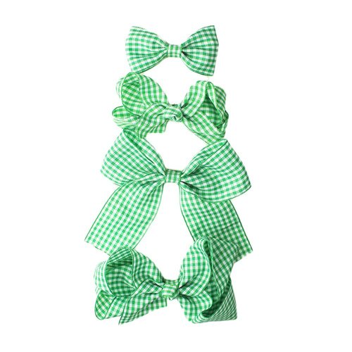 Plaid Hair Bow Clips Vintag Stripe Plaid Hair Barrettes Summer Bow Hair Pin BBG36 (Green)