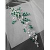 Aimimier Bridal Emerald Hair Vine with Comb Green Crystal and Pearl Hair Comb Boho Wedding Hair Accessories for Women and Girls