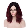 MAGQOO Burgundy Wig Wine Red Wig Side Part Dark Roots Burgundy Wig for Women Short Curly Wavy Dark Red Wigs Ombre Burgundy Synthetic Heat Resistant Wigs