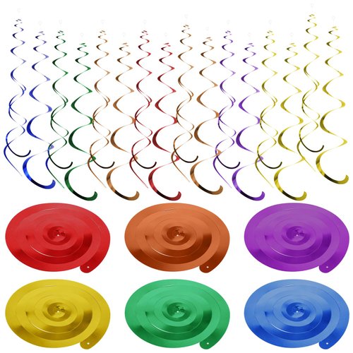 36 Pcs Colorful Hanging Swirl Party Decorations Ceiling Streamers Party Decorations, Spiral Ceiling Hanging Decor for Birthday Wedding Baby Shower Graduation Celebration Party Supplies(Rainbow)