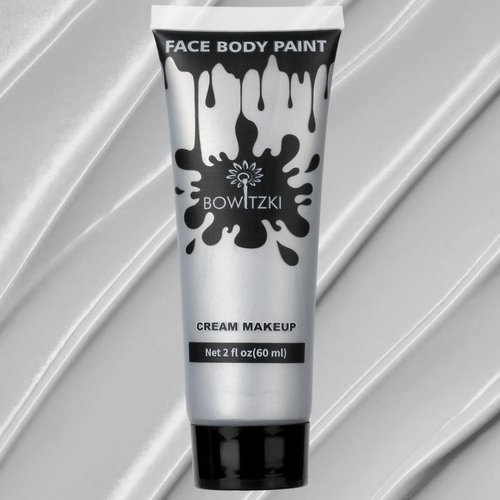 Bowitzki Face and Body Paint 2oz Cream Makeup 60ml Water Based Face Painting Special Effects For Adults Children Kids Halloween Christmas Party Stage Cosplay (Silver)