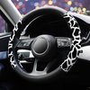 ZHOL Cow Print Steering Wheel Cover, Universal 14.5-15 inch Breathable Microfiber Leather Anti-Slip Car Steering Wheel Protector for Women Men, Black&White